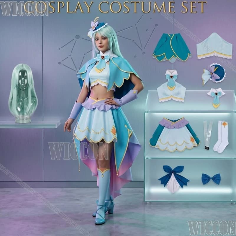 Star Detective Precure! Costume Cosplay con Piume, Set Completo, Outfit Magico Anime per Donne, Halloween, Lolita, Natale, Carnevale