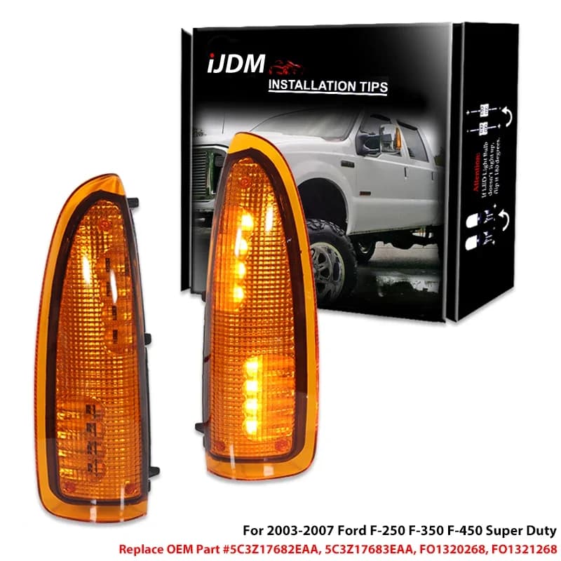iJDM Amber Side Mirror Marker Lamps Assembly for Ford F250 F350 2003-2007 for Ford Excursion Turn Signal Light Parking Light