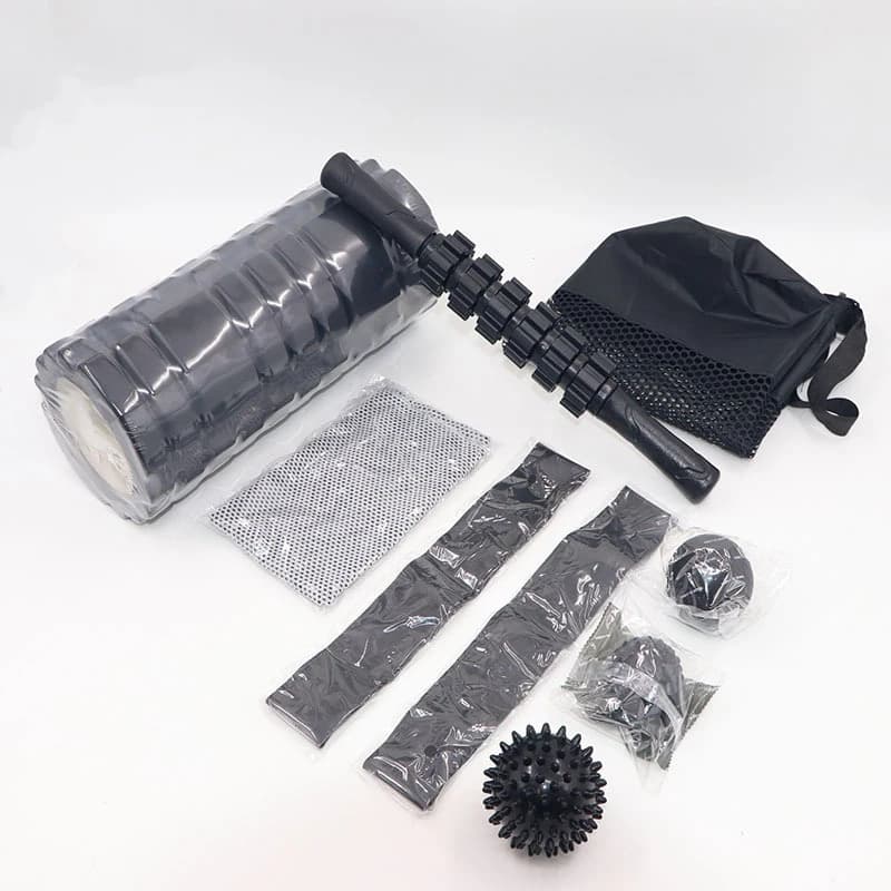 Set di aste per massaggio con colonna classica per yoga da 33 cm, set di palline per fascia, set di aste per yoga per pilates con rulli in schiuma cava