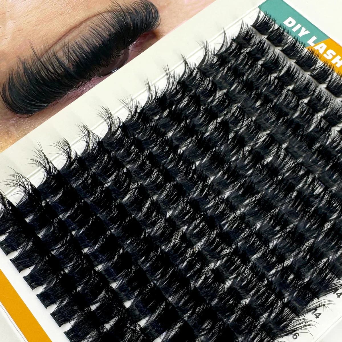 Ciglia Finte 5D Voluminose 80D-150D, Extension Ciglia Singole Effetto Wispy 8-16mm Mix Tray, 14 File, Ciglia Finte in Visone per Trucco Fai da Te