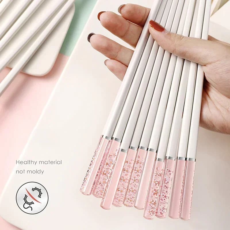 Bacchette giapponesi Sakura ambrate Fiore di ciliegio rosa Sushi Bastoncini alimentari riutilizzabili Bellissimi bacchette da cucina cinesi Stoviglie