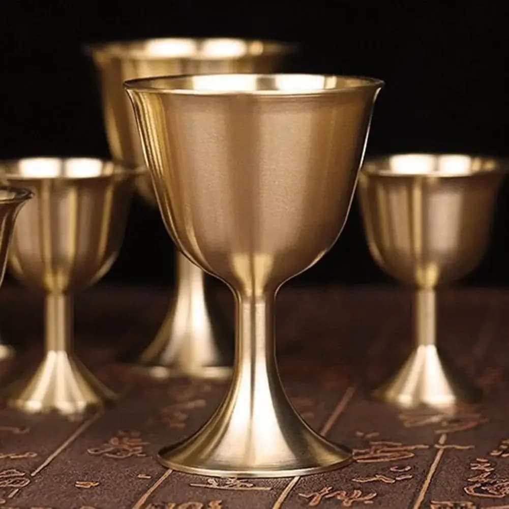 1/2 Pezzi Bicchiere Vintage in Ottone per Vino Rosso, Ottima Finitura Lucida, Portatile, Bordo Liscio, per Acqua, Birra, Regalo, Tazza, Articoli per Bevande