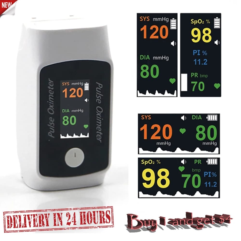Pulsossimetro da dito Tonometro digitale portatile da dito Pulsossimetro Misuratore per uso domestico Set di cardiofrequenzimetro visivo portatile