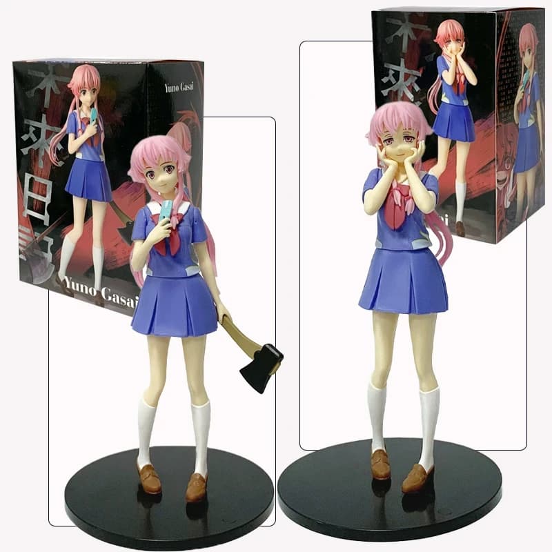 In magazzino 17 cm Future Diary Mirai Nikki Gasai Yuno Anime Uniforme Abito Postura in piedi Action Figure Giocattoli di modello Ringraziamento