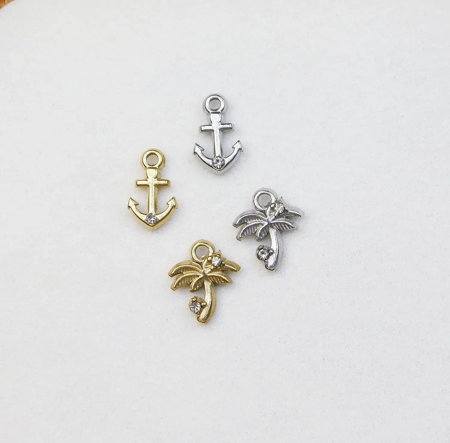 5pcs StainlessSteel Anti-allergy Sea Motif Rhinestones Women's High Quality Fashion Jewelry Charms Accessory DIY Necklace