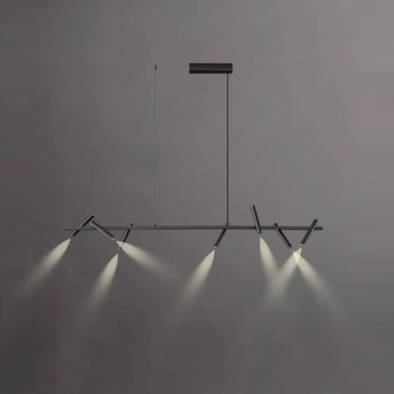 Lampadario Moderno Nero Minimalista a Sospensione con Anello Luminoso Orientabile per Sala da Pranzo e Isola Cucina