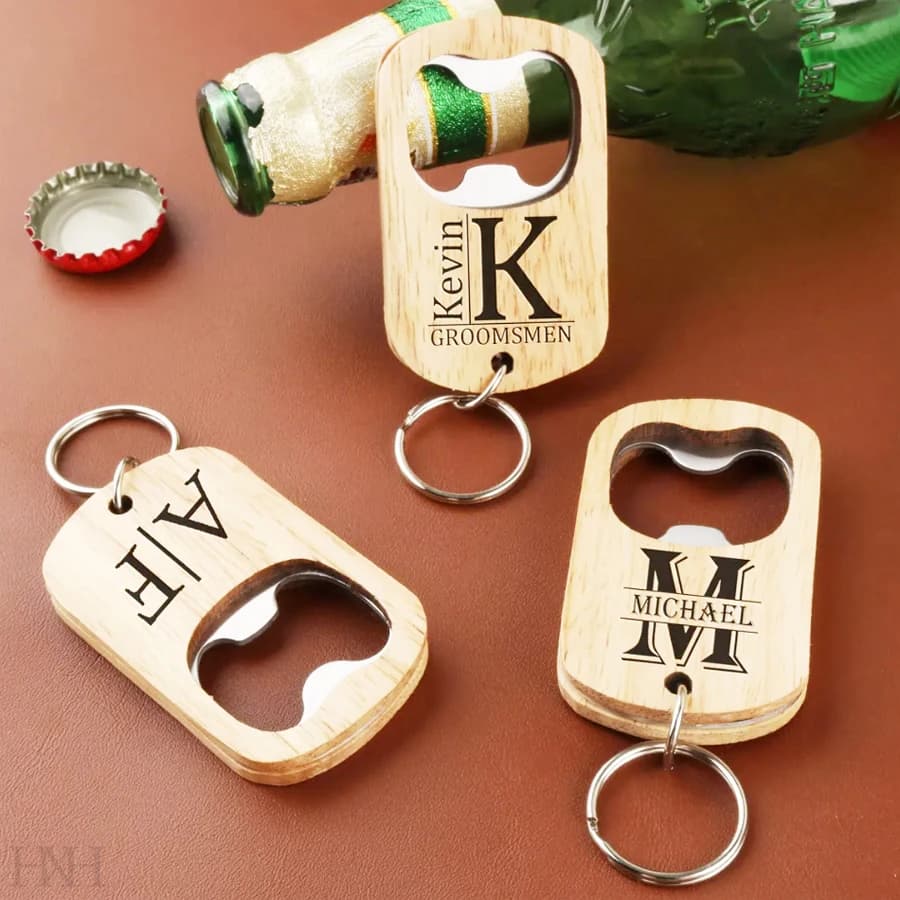 1/50 pezzi portachiavi da sposa personalizzati apribottiglie apribottiglie matrimonio personalizzato incisione laser apri rovere per testimoni dello sposo regali per gli ospiti