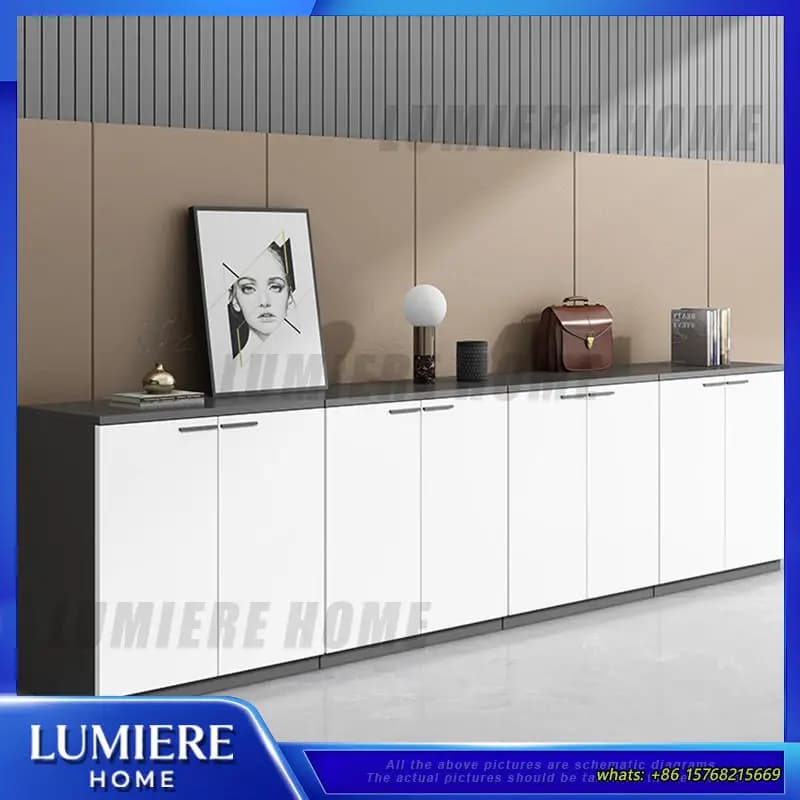 Armadietto portaoggetti in legno bianco Schedario basso per organizer da tavolo laterale per stampante domestica da ufficio con cassetti e ripiani per