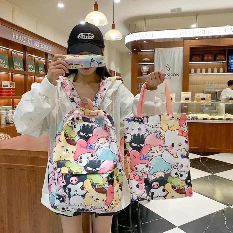 Borsa a tracolla a tracolla per studente ragazza ragazzo 3 pezzi Sanrio hello kitty zaino per cartoni animati kuromi zainetto borsa per la medicina astuccio