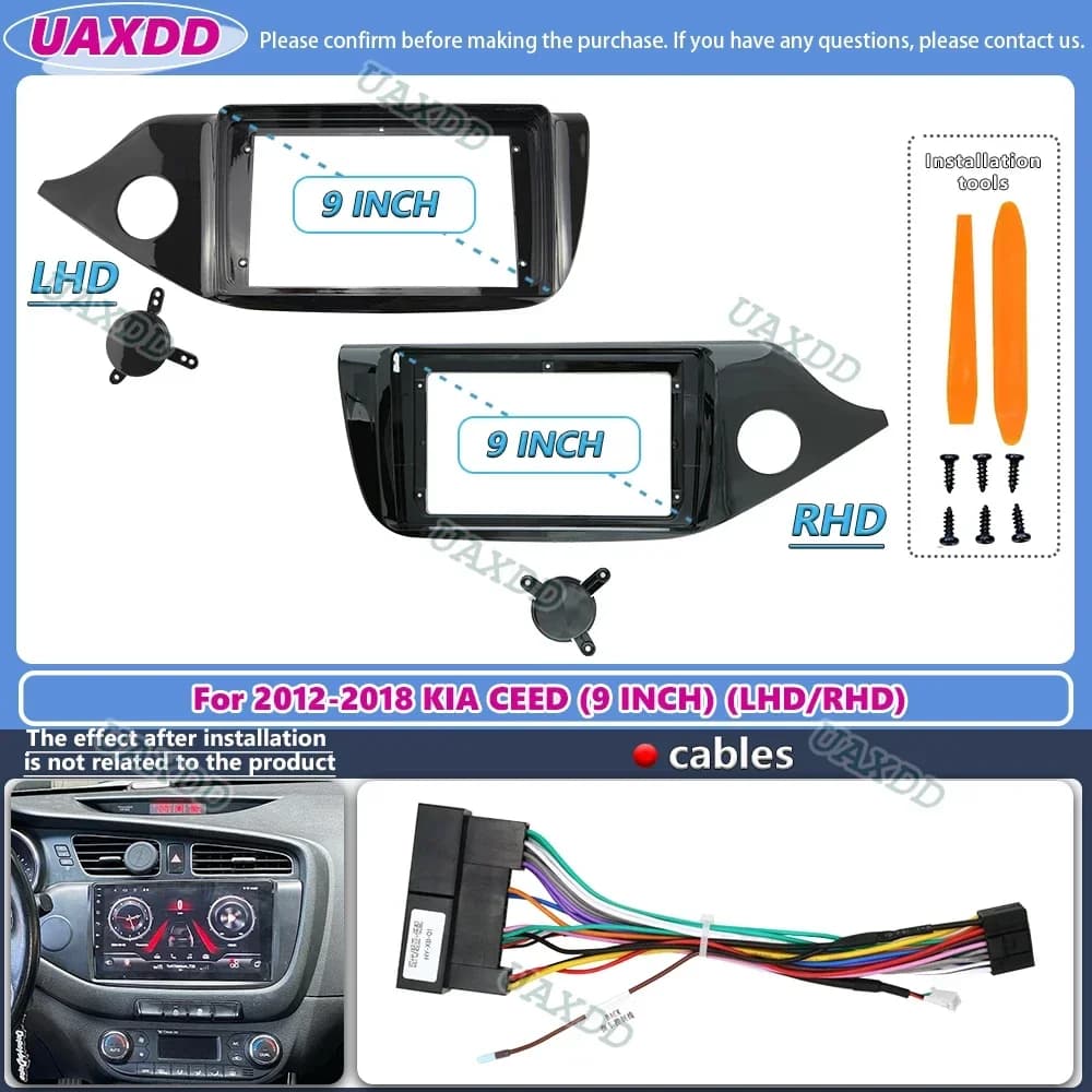 Per 2012-2018 KIA CEED 9 pollici 2 Din Car stereo radio Android frame panel fascia cable CD harness adapter decoder cruscotto canbus