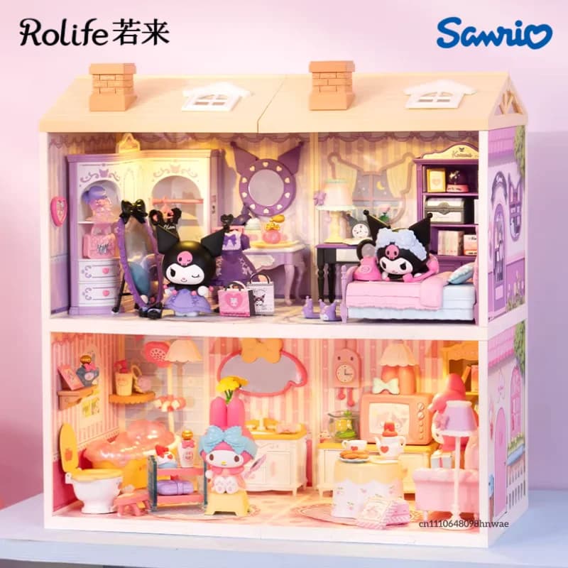 Rolife Sanrio Super World Series Blocchi da Costruzione Kuromi My Melody, Modello di Stanza Assemblabile, Ornamento per Regali per Bambini
