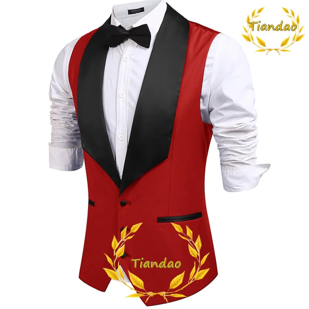 Men's Dress Bridal Vest Bridal Sleeveless Jacket Slim Fit Workwear 3 Buttons Vest Steampunk Chaleco Hombre