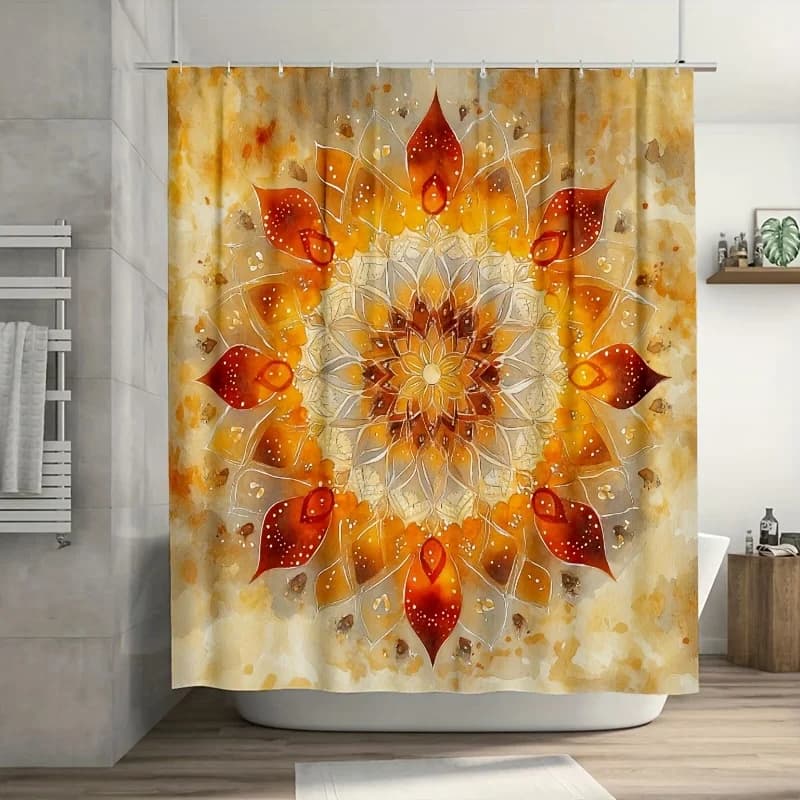 Tenda da doccia con motivo indiano mandala 1 pezzo, poliestere resistente, facile da pulire, per l'arredamento del bagno e della vasca da bagno