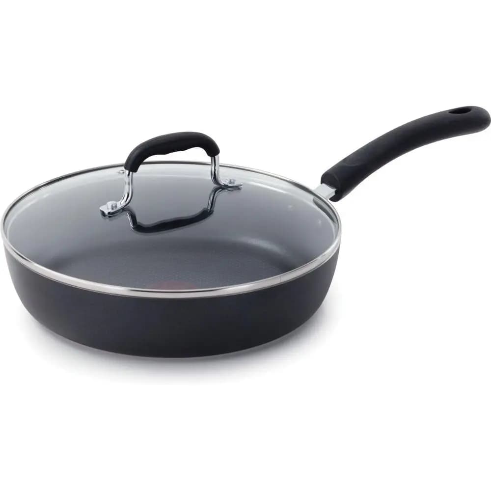 10 Dustproof pan with Cover, Fit for Induction and Oven, Compatible with All Cooking Plans, Dishwasher Washable, Black
