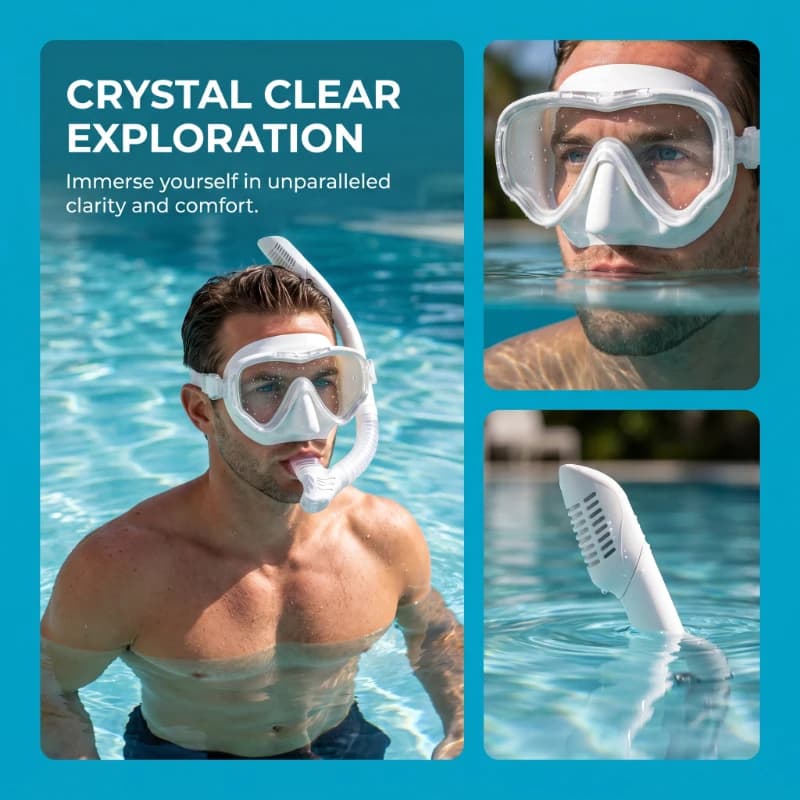 Set Maschera Subacquea Antiappannamento e Antinfiltrazione con Boccaglio, 2 Pezzi, Occhialini Professionali per Nuoto, Snorkeling e Immersioni