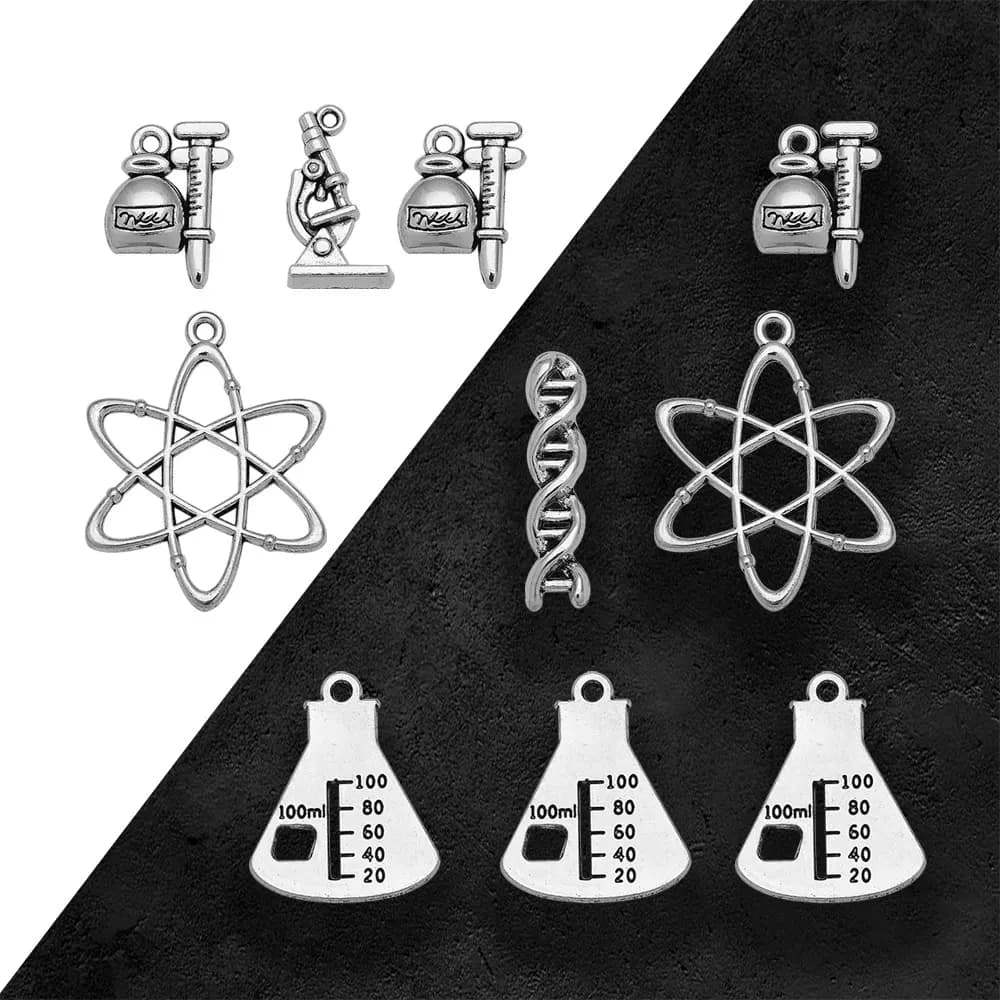 15-30 pz/lotto Antico Chimico Dna Pendenti E Ciondoli Microscopio Atom Pendenti Per Gioielli Fai Da Te Forniture All'ingrosso Articoli Per Piccole Affari