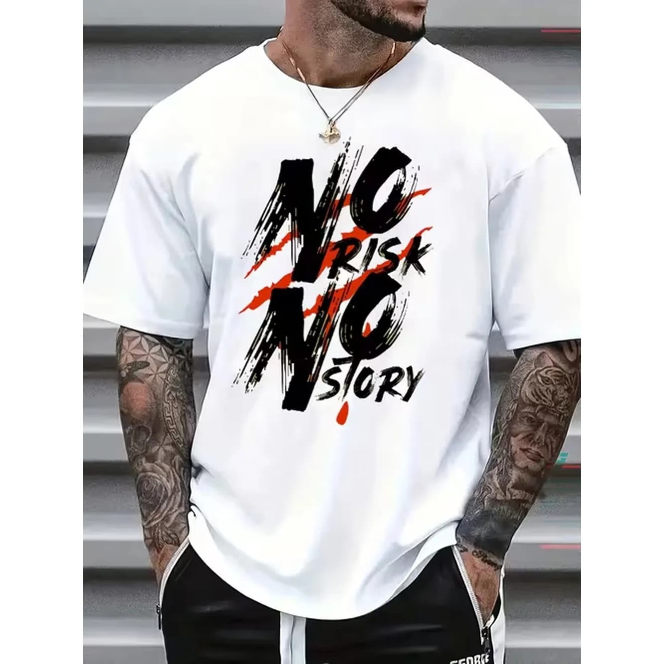 Mens No Story Motivational Streetwear T Shirt