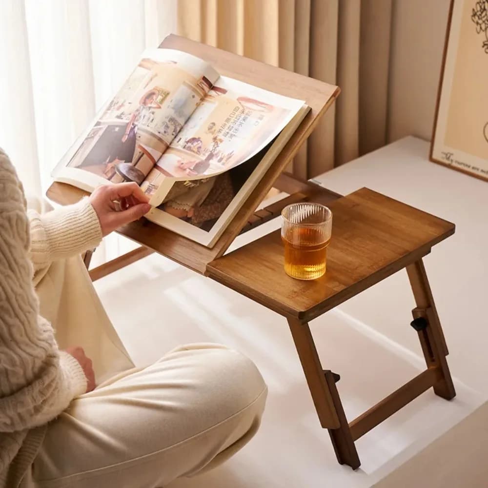 Tavolino portatile per letto/divano, vassoio per divano, scrivania per la casa, vassoio per colazione con supporto, supporto per laptop sul comodino, tavolo da letto pieghevole
