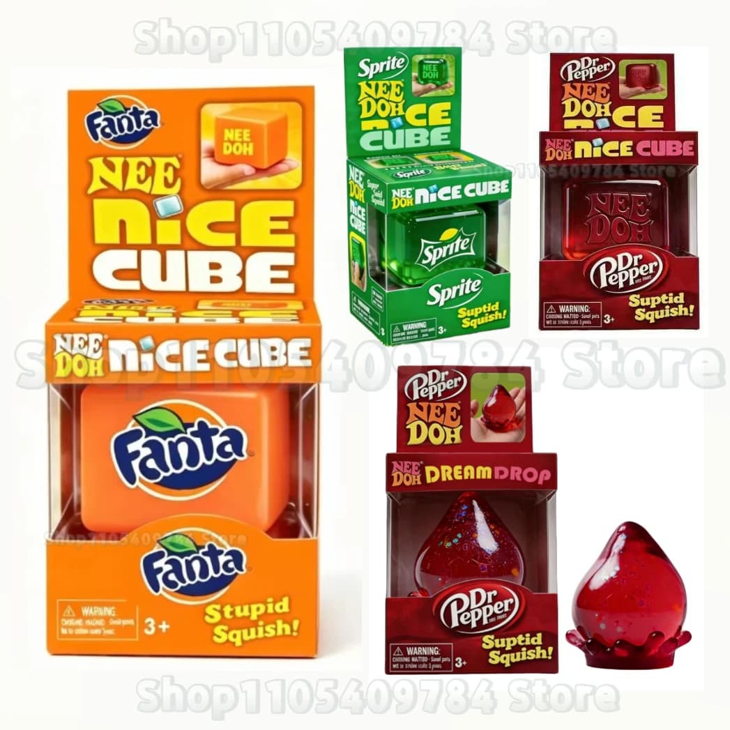 Nee Dohn Nice Cube Dr Pepper Squishy Antistress, Cubo Morbido Antistress per Bambini e Adulti, Giocattolo Sensoriale per Alleviare l'Ansia
