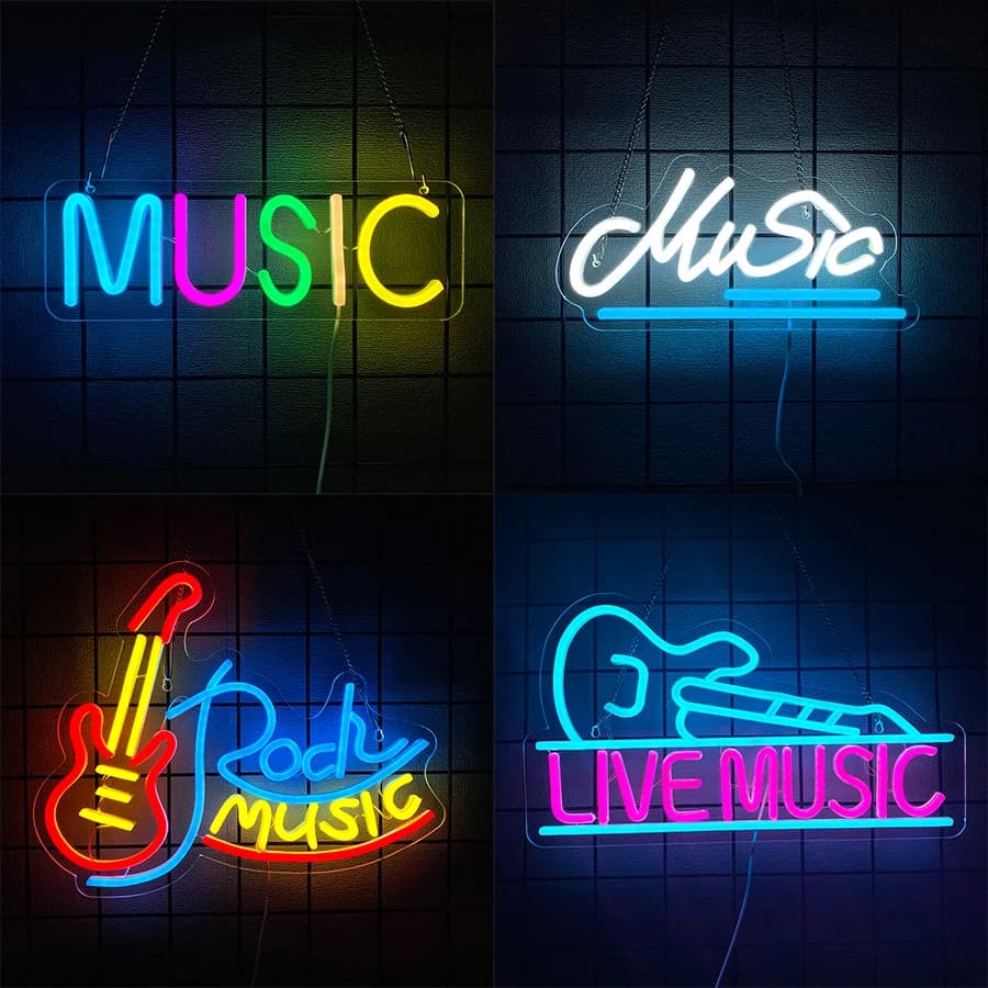 Music Neon Sign For Wall Decor,Light Up Sign For Music Studio Decor,Bedroom,Living Room,Game Room,Best Gift For Music Lover