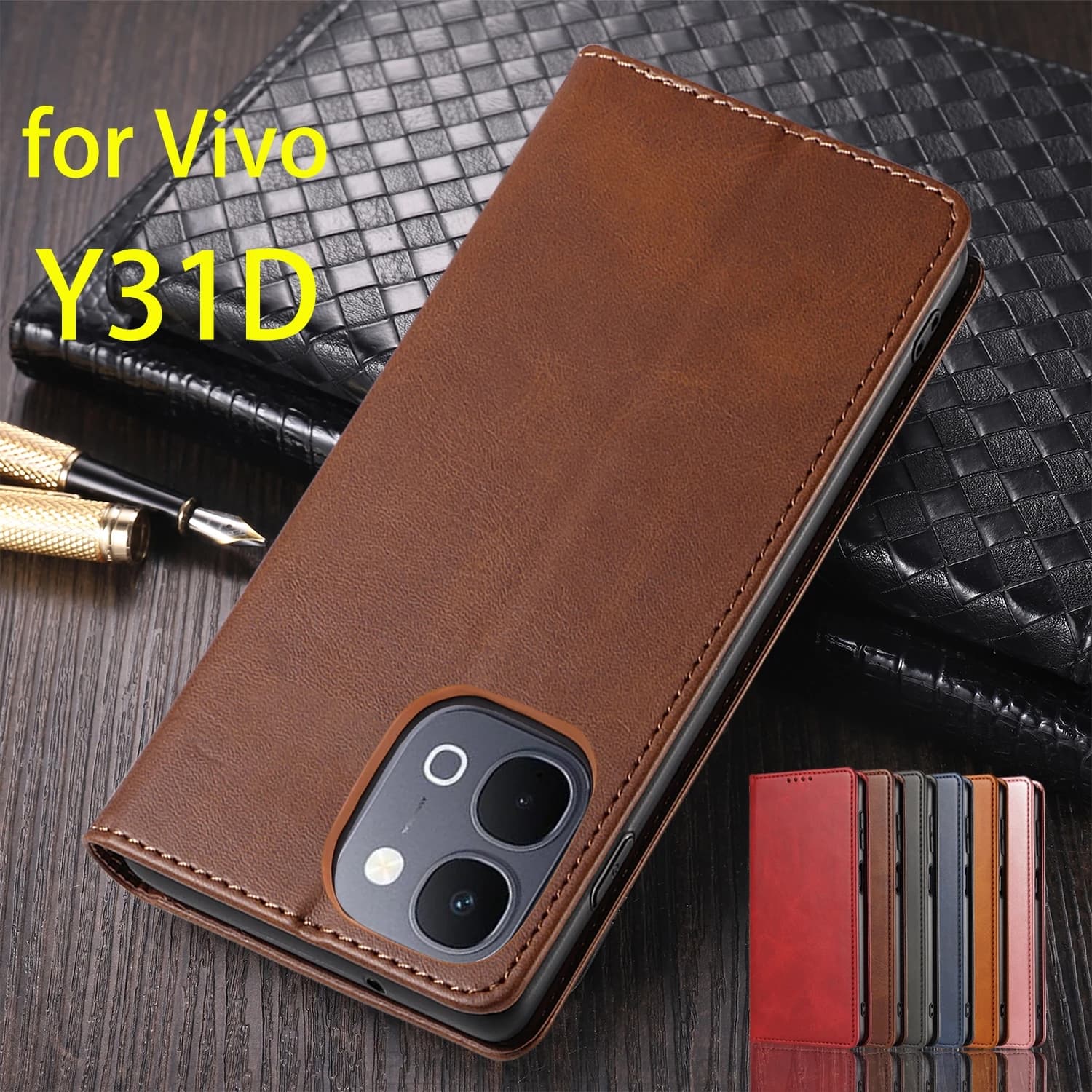 Custodia in pelle per Vivo Y31D 4G 6.75" con chiusura a libro, porta carte, fondina, cover magnetica, custodia a portafoglio, Capa Fundas Coque