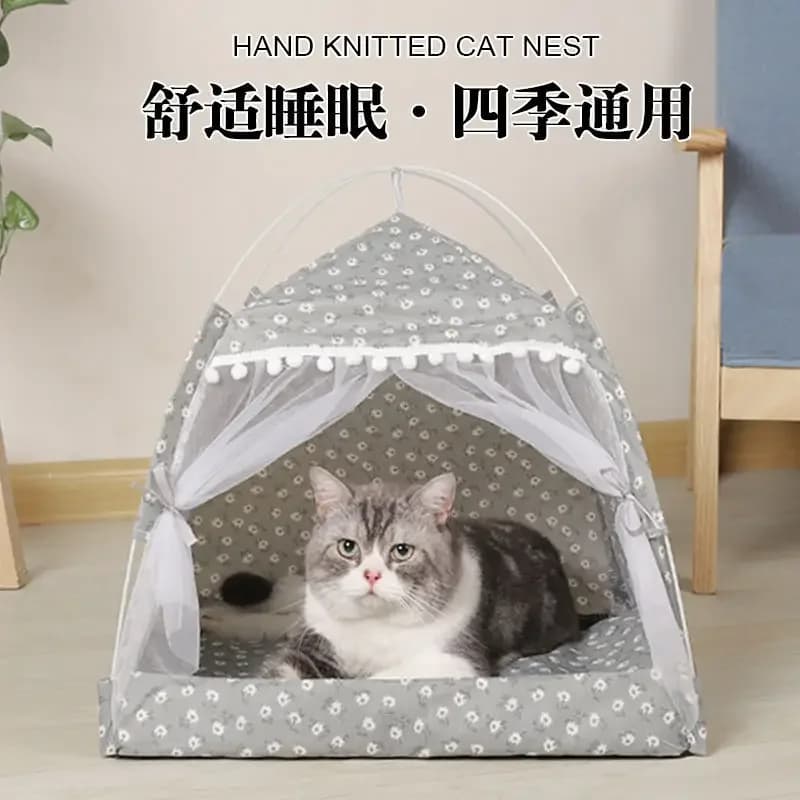Tenda per gatti Letto per gatti Casa per gatti chiusa Gabbia per cuccioli accogliente con pavimenti Casa per cani da compagnia Letti per gatti calmanti Tende per cuccia per cuccioli Forniture per animali domestici
