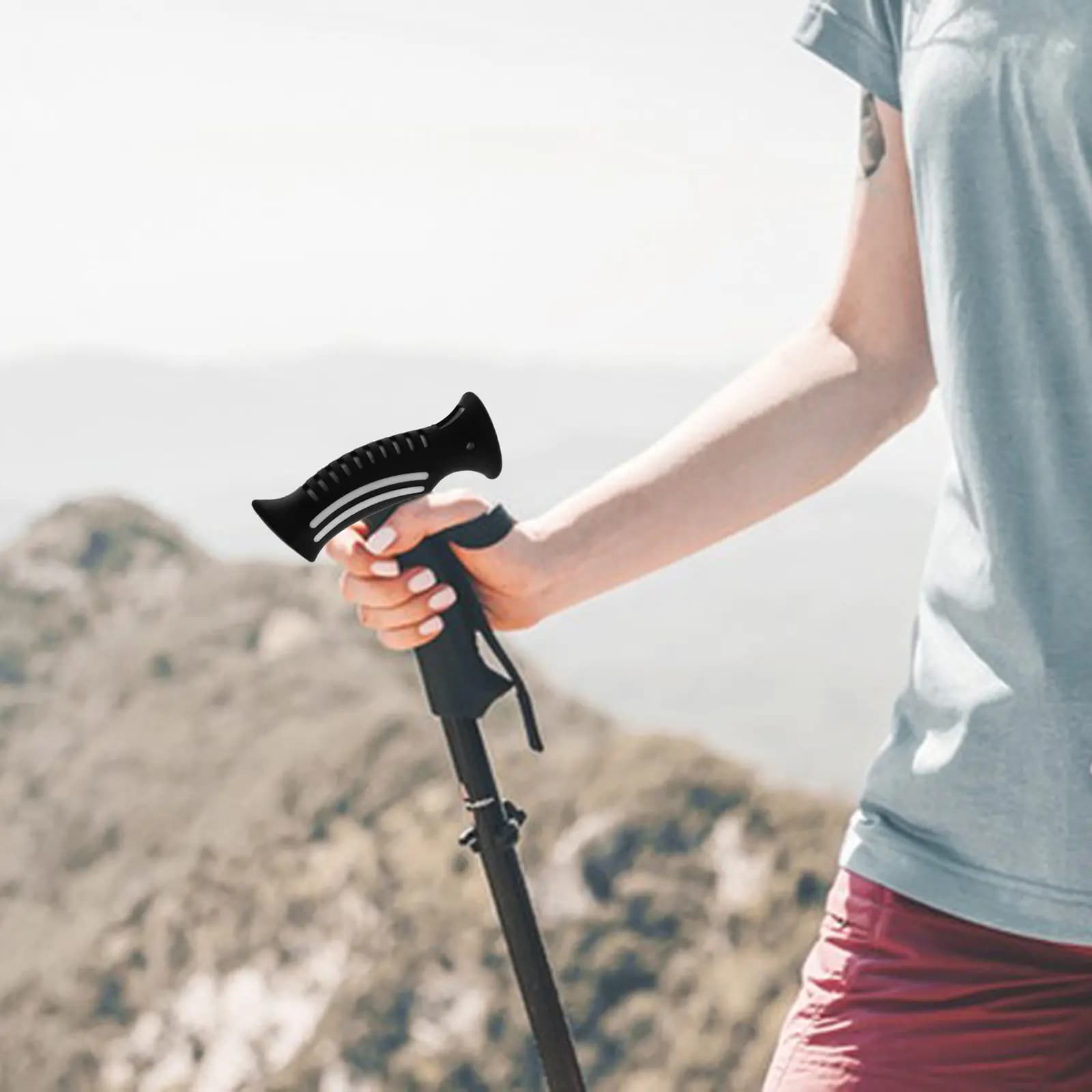 Adattatore per impugnatura bastone da trekking robusto, costruzione in plastica antiscivolo, impugnatura ergonomica confortevole per la sostituzione dell'impugnatura del bastone da escursionismo