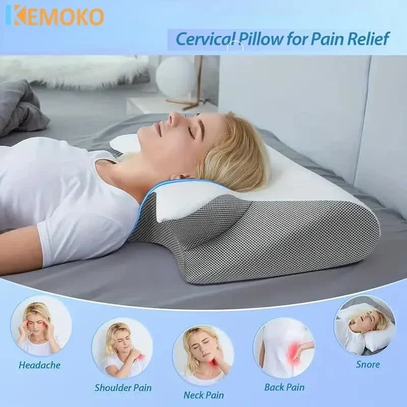 Butterfly Shape Slow Rebound Memory Foam Cervical Pillow Ergonomic Design Orthopedic Neck Support Pillow for Relaxing Neck Care