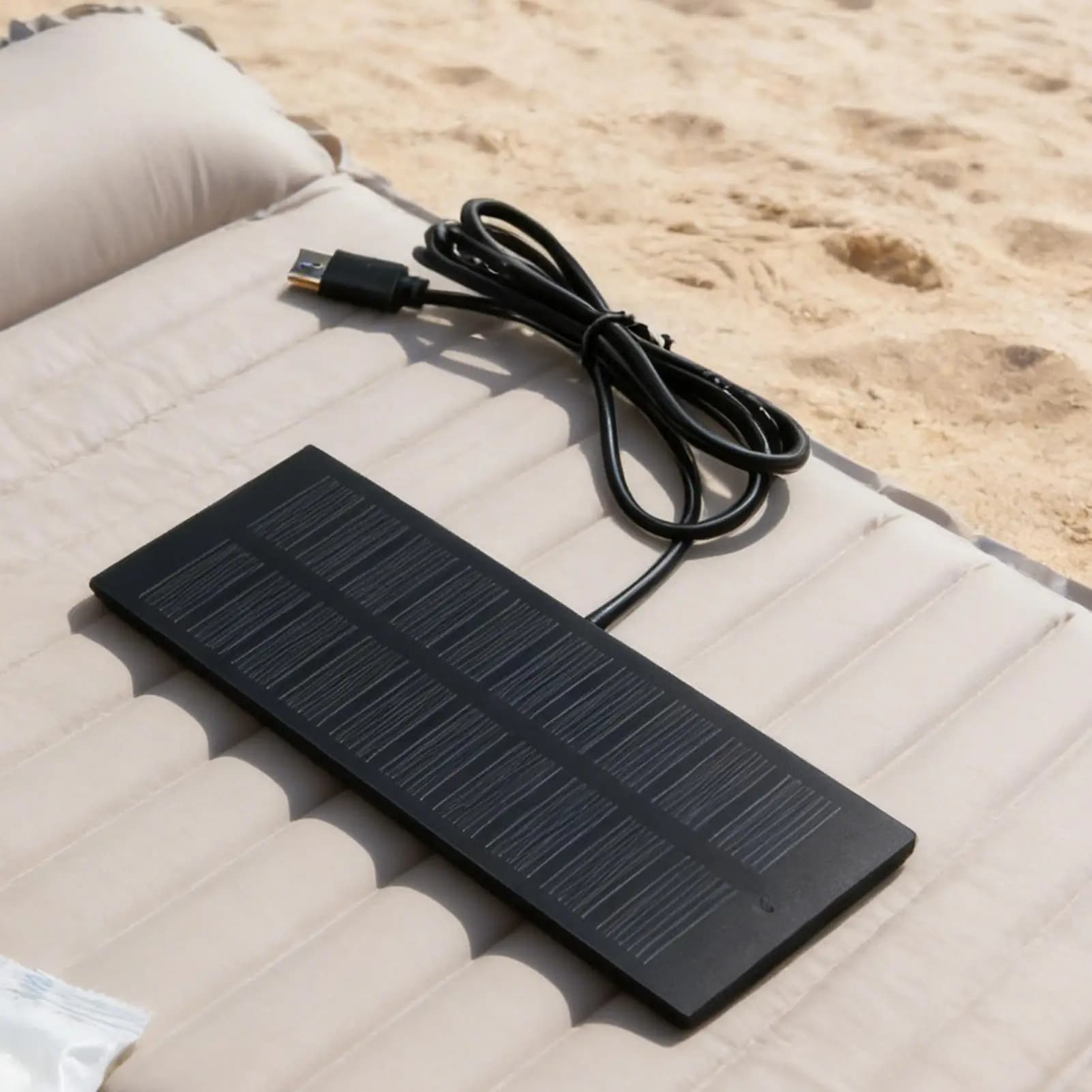 Portable Solar Panel 5W 5V Portable Electronic Accessories High Efficiency Panel with Cable for Phones Lantern Fan Tent Hiking