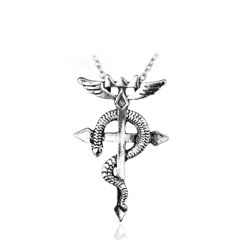 Fullmetal Alchemist Edward Elric Ciondolo a catena Moda Ala di drago con collana croce Accessori per collana croce stile punk