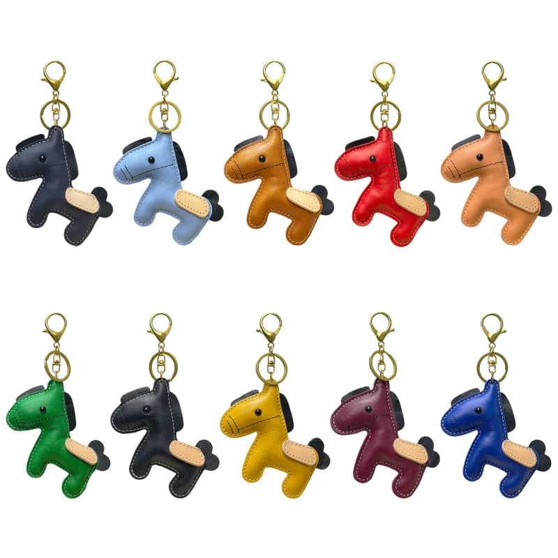 New trendy genuine cow leather pony handbag pendant cute trendy luggage bag accessories key ring