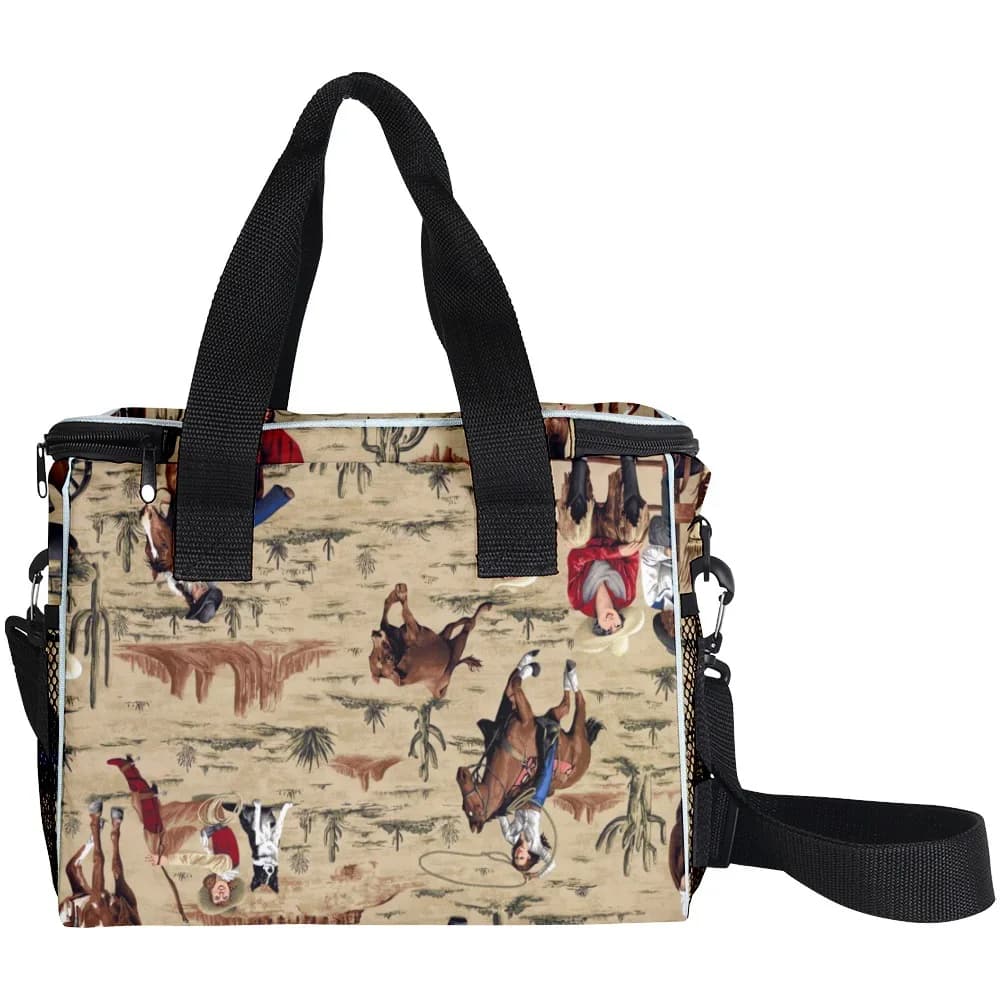 Thermal Bag for Big Lunch with 3D Printing, Classic Design and Original, Cowboy Style, for Picnic, Shoulder Bag, Frigo Bag for Food