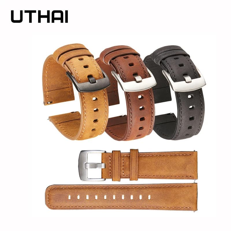 UTHAI Z85 Calf Leather Watchbands Smart Quick Release 20mm 22mm Watch Strap for Samsung Watch Strap for Huawei Watch