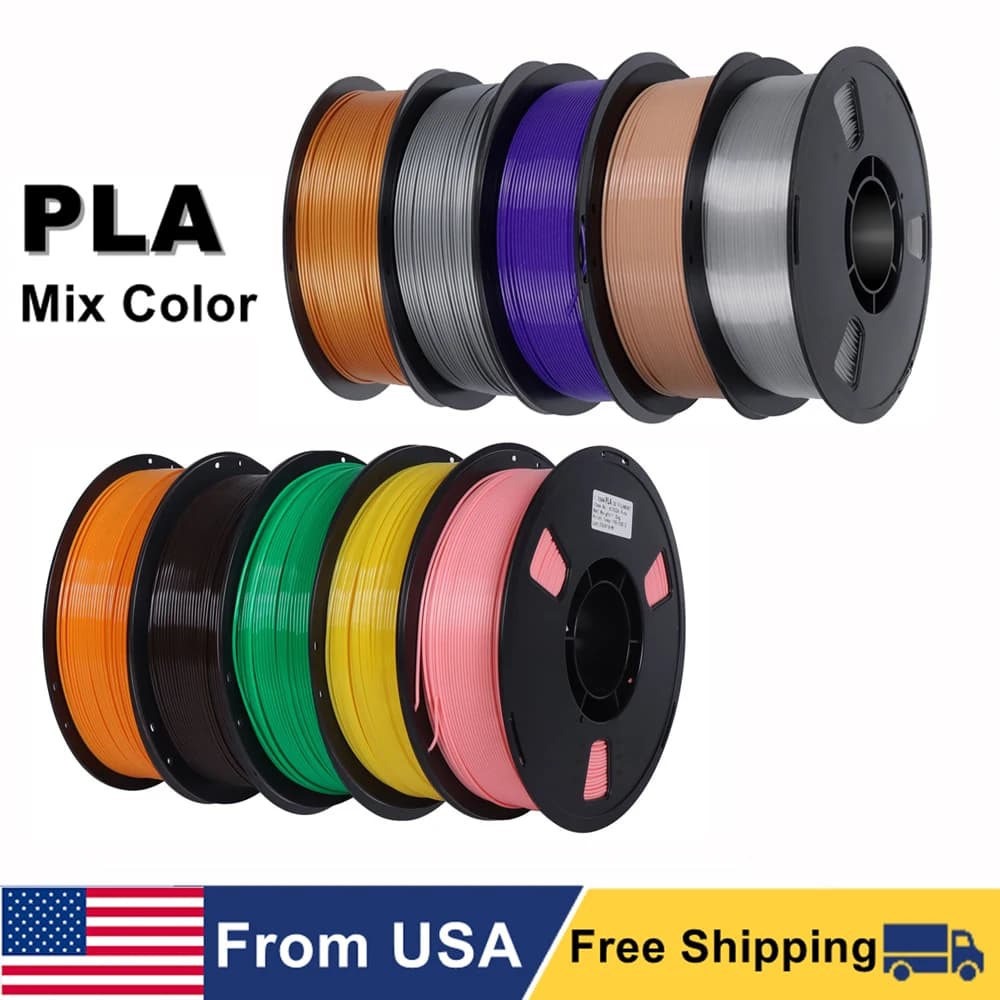Filament PLA 22LBS 1.75mm 10kg for 3D Printer, Standard 1kg/roll, Plastic Spool, Multicolor PLA Material, 10 Rolls