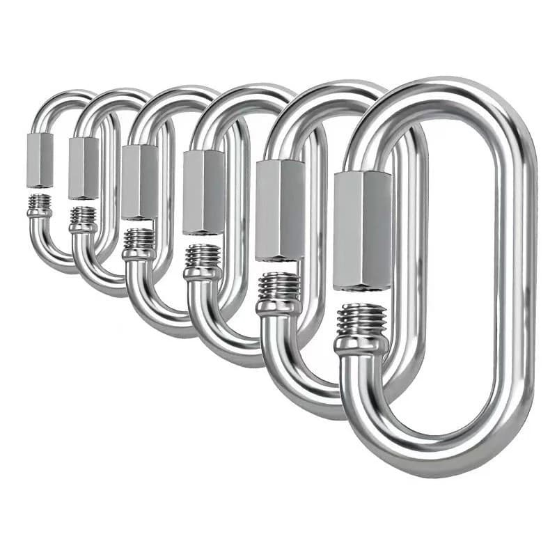 1/2 Pezzi Anelli Ovali in Acciaio Inossidabile 304, Moschettoni Metallici, Connettori Rapidi per Corda, Fibbia per Campeggio, Accessori per Altalene