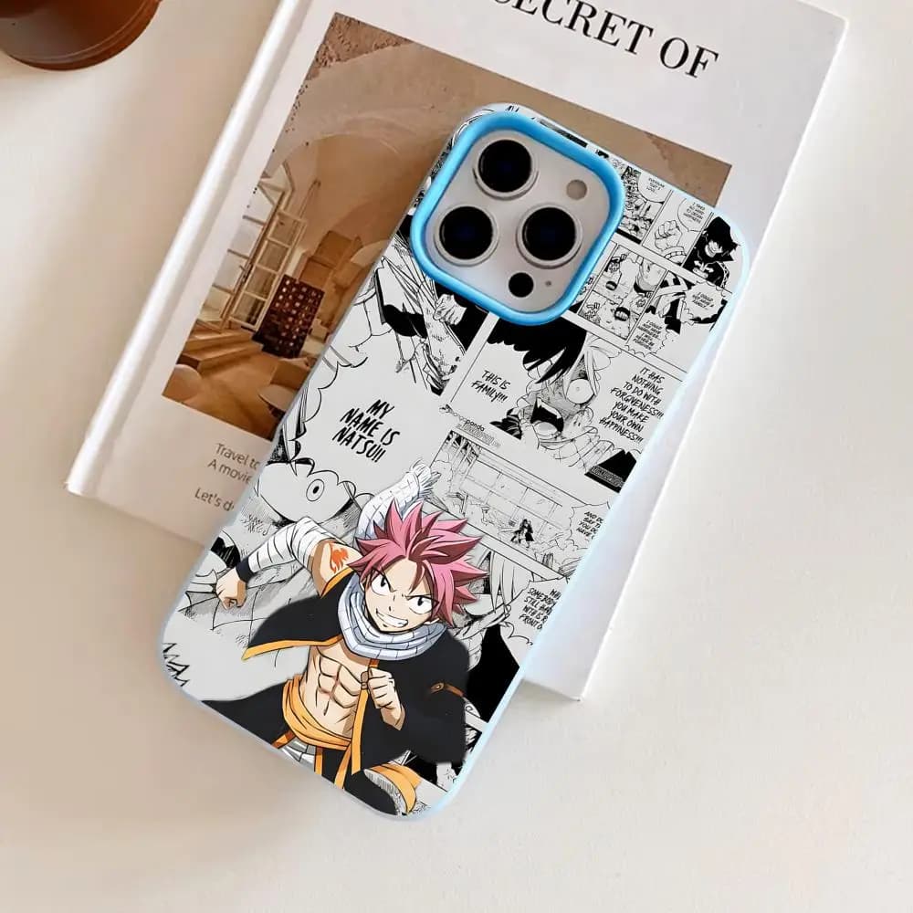 Fairy Tail Natsu Phone Case for iPhone 17 16 15 14 13 12 11 Air Pro Max Plus Jelly Double layer Light Blue Cover