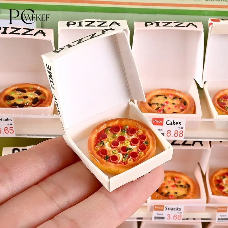 6 pezzi di pizza in miniatura per casa delle bambole o scatola di imballaggio modello cucina decorazione alimentare accessori per casa delle bambole giocattolo
