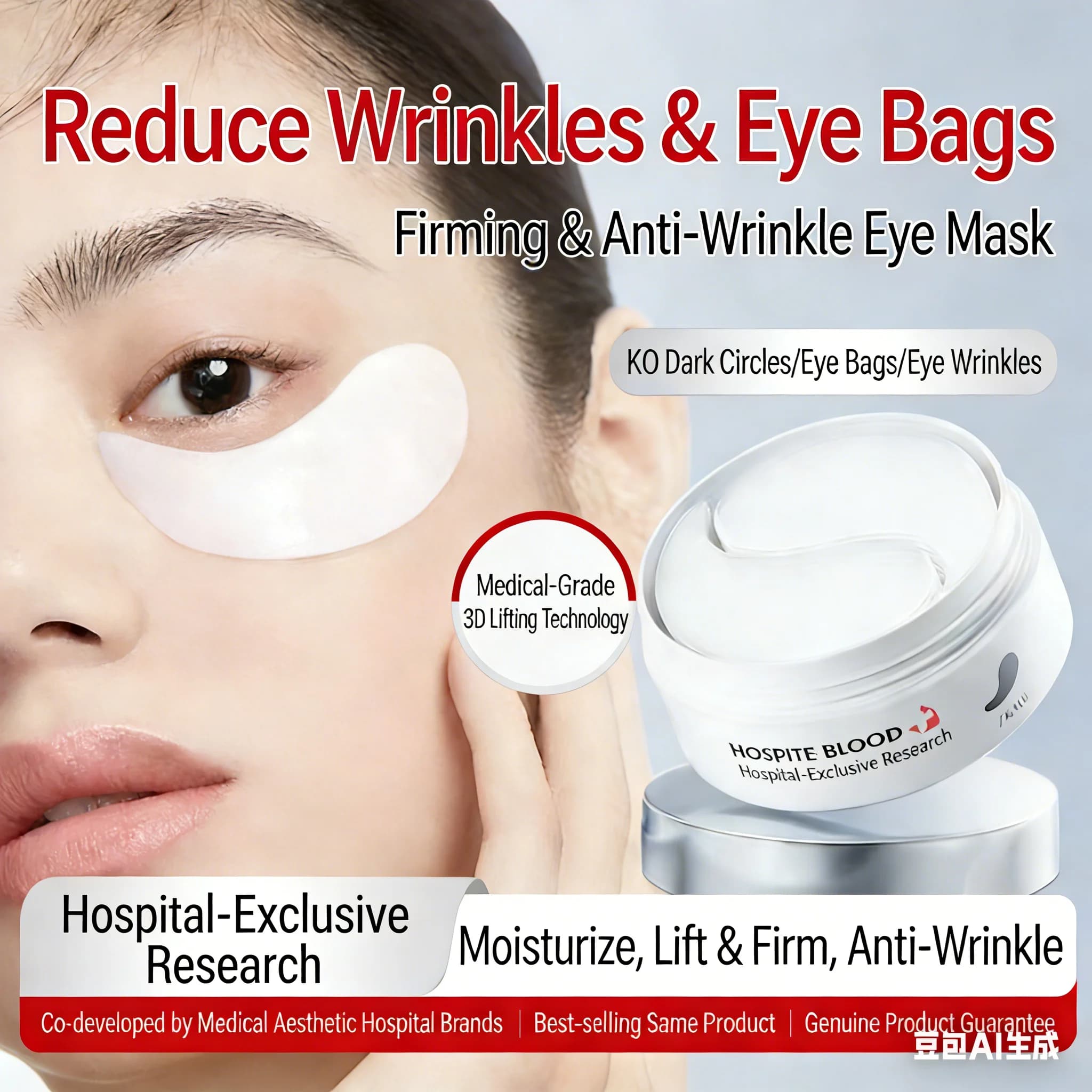 60 miraculous masks for the contour eyes that firm the white blood cells, remove the eyes, mask for eyes to collagen, produced for facial care