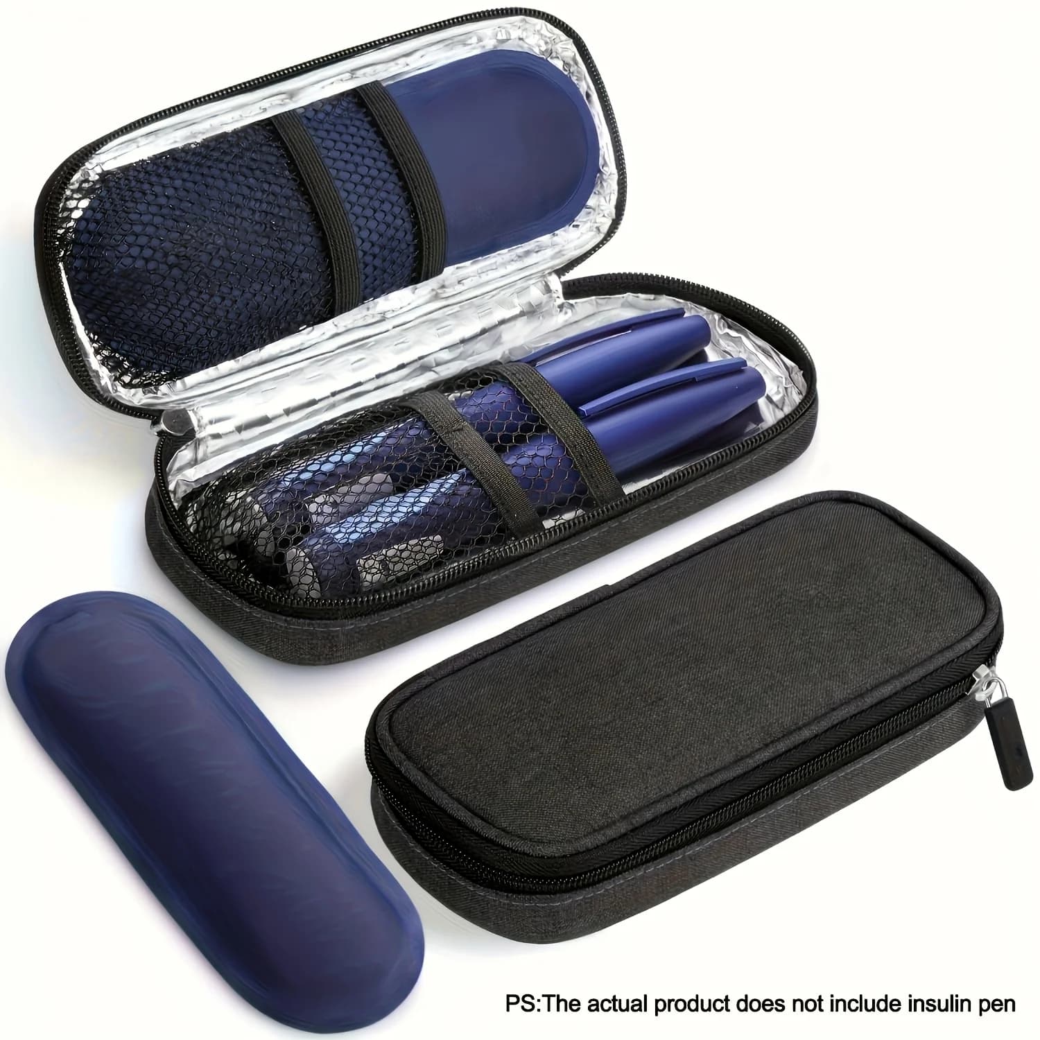 Custodia da viaggio per penna per insulina con impacchi di ghiaccio 2X90g, penne per insulina e conservazione di forniture per diabetici, compatta per la vita quotidiana e i viaggi