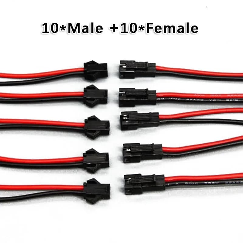 5/10 paia di connettori SM 2 pin da 2,54 mm maschio femmina connettori per cavi 24AWG per strisce luminose a LED