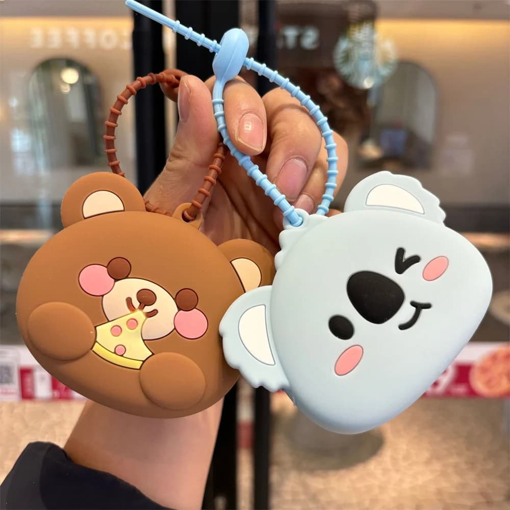 Simpatico portamonete in silicone Portafoglio Portachiavi Cartoon Cat Dogs Portafogli chiave per bambini Borsa portaoggetti portatile per auricolari con rossetto Regalo per bambini