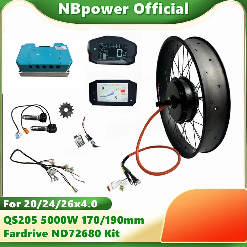 NBpower QS205 72V 5000W 170/190mm Dropout Elettrico Fat Bike 20/24/26x4.0 Snow Bike Mozzo Posteriore Motore Ruota Kit Fardriver ND72680