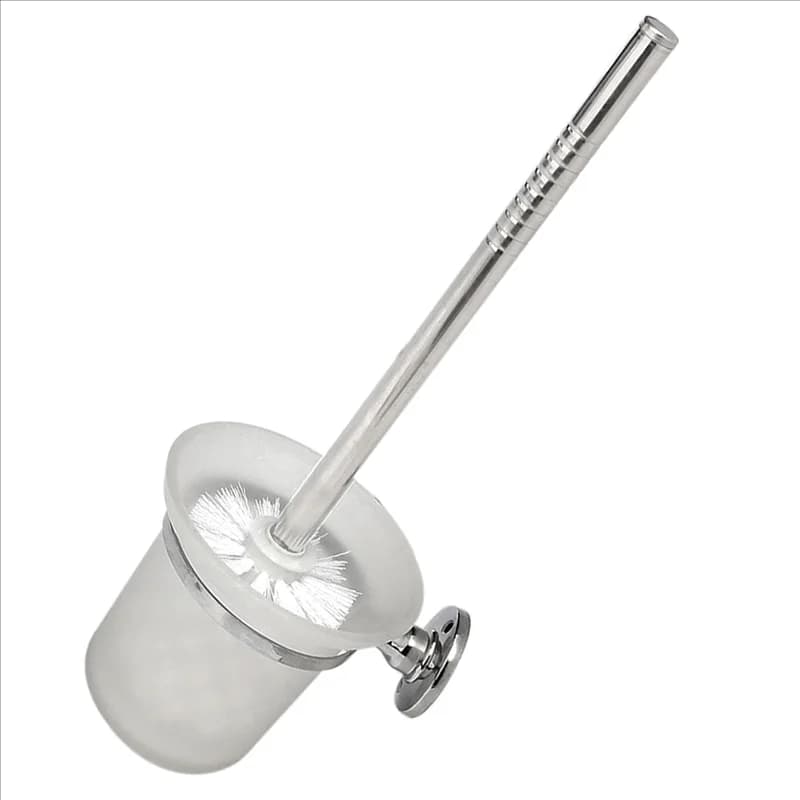 【Offerta lampo】4 scopino per WC rotondo cromato montato a parete e porta scopino in vetro smerigliato