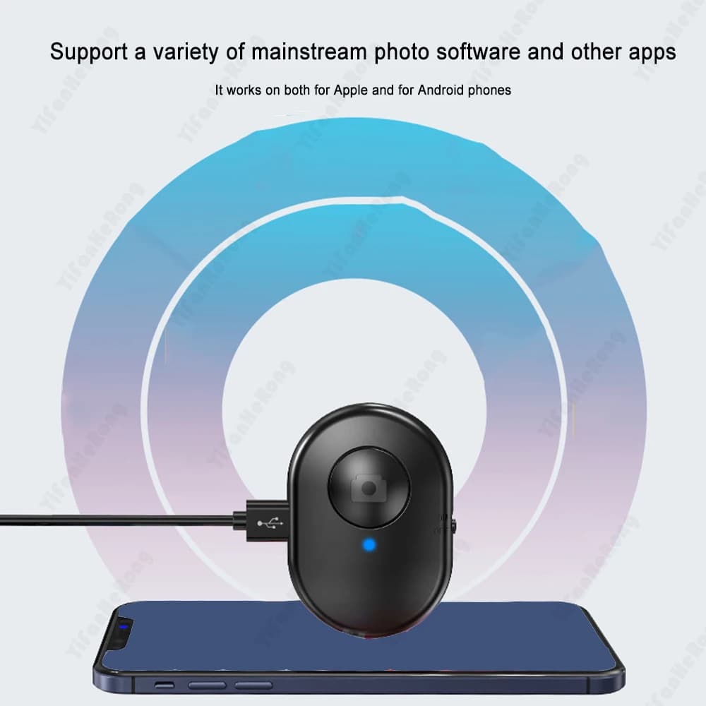 Pulsante di telecomando senza fili Ricaricabile Compatibile con Bluetooth Autoscatto Selfie Stick Rilascio otturatore per IOS Android