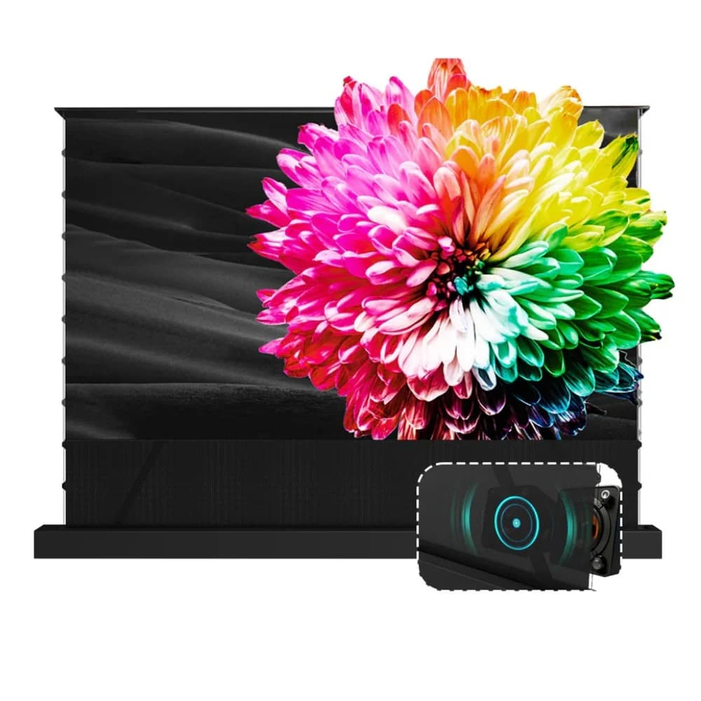 100/110/120/130/150inch Soft PVC Black Crystal Motorized Projection Screen 4K 16:9 ALR Floor Rising Projector Screen