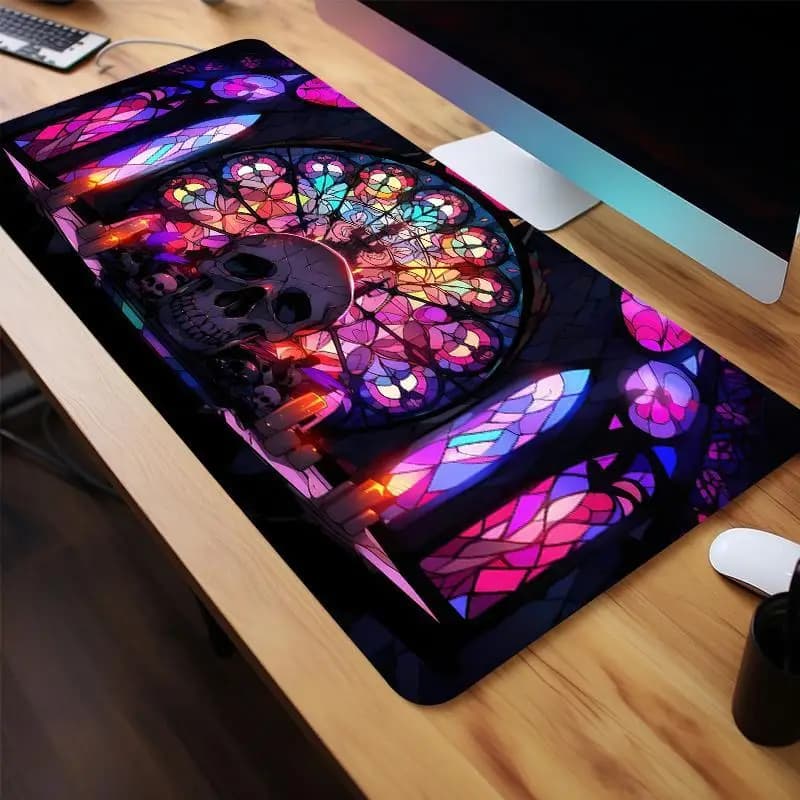 Tappetino per mouse Haubrich Skull, tappetino da scrivania gotico per gaming con base in gomma antiscivolo per ufficio e giochi per PC