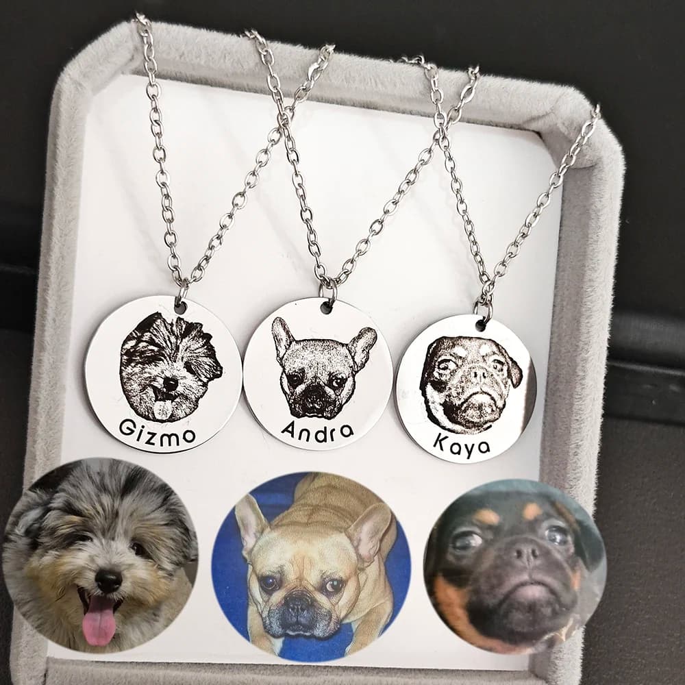 Collane per donna Uomo Pet Cat Dog Ritratto Foto regali personalizzati Collane con ciondolo in acciaio inossidabile personalizzato