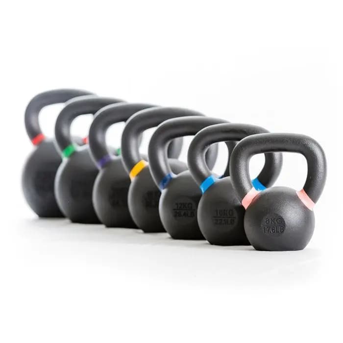 2026 Factory High Quality Durable Custom Logo Strength Training 4-32 KG Power Coated Cast Iron Kettlebell Color Rings Unisexprom
