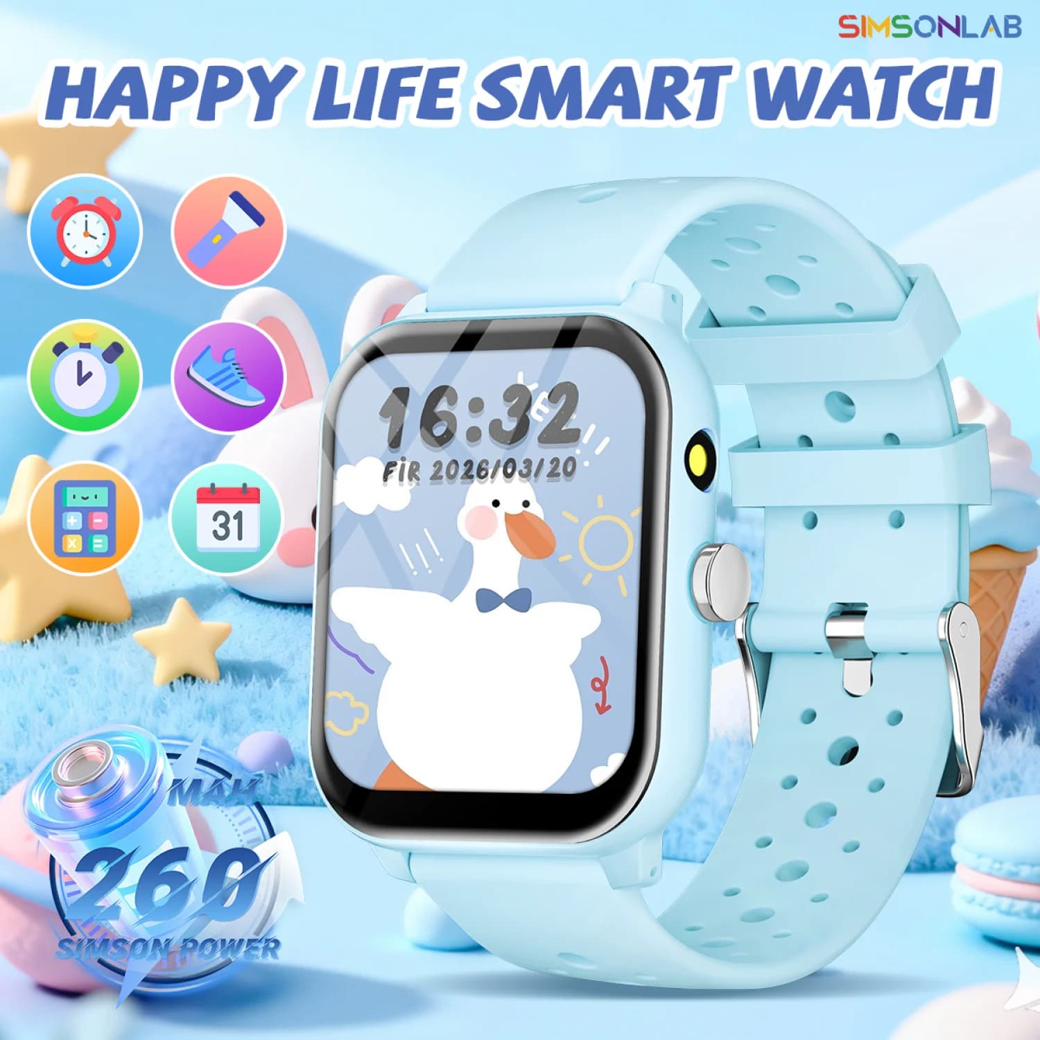 2026 New Kids Smart Watch For Kids Games Sleep Monitor Flashlight Alarm Clock Boy Girl Gift Children Partner Smartwatch