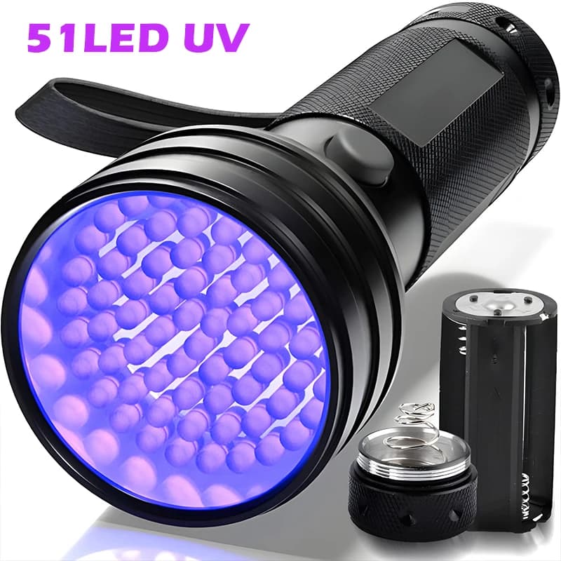 9/12/21/51 LED Torcia UV protettiva Luce nera Torcia ultravioletta Rilevatore di luce nera per macchie di animali domestici di urina di cane e insetti da letto